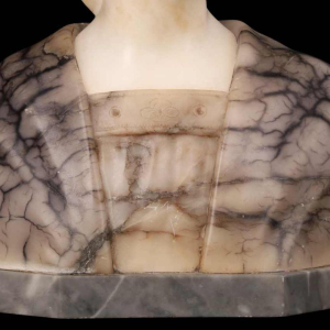 Gustave Van Vaerenbergh 'Bust of a young girl’ sculpture in alabaster and marble, late 19th c