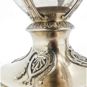 Pair Of Wine Carafes In Silver Vermeil And Cut Crystal