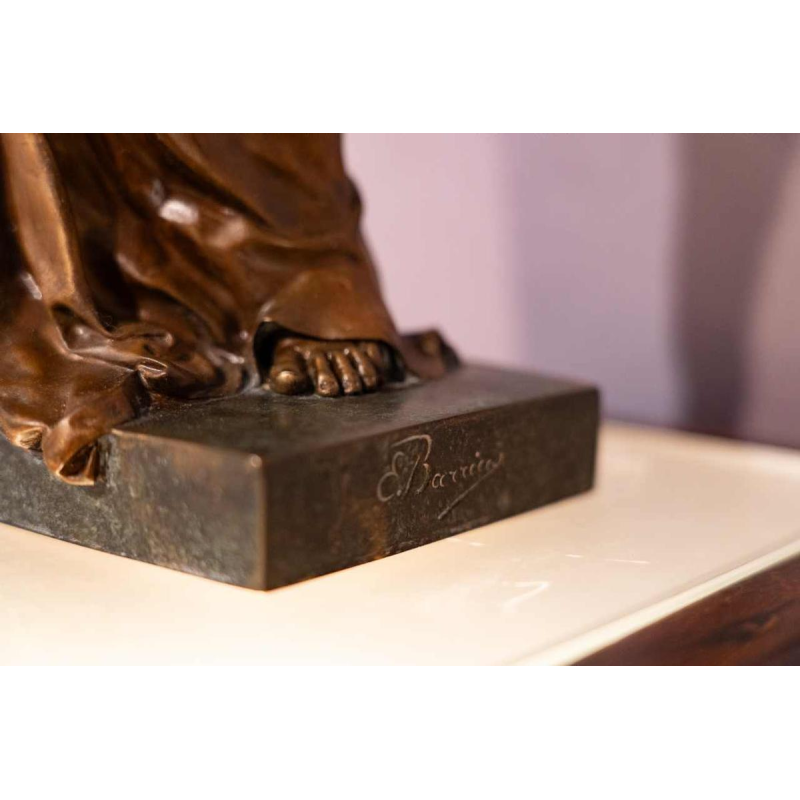 Louis-Ernest Barrias La Nature se dévoilant devant la science, bronzen sculptuur, 19e eeuw