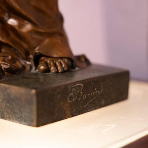 Louis-Ernest Barrias La Nature se dévoilant devant la science, bronze sculpture, 19th c