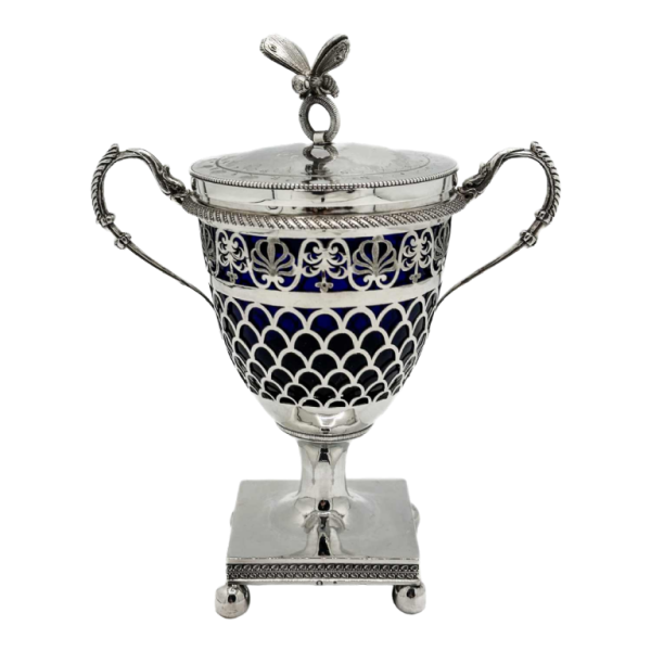 Empire-periode bezel 1809-1819 sterling zilver (950/1000) en blauw kristal.