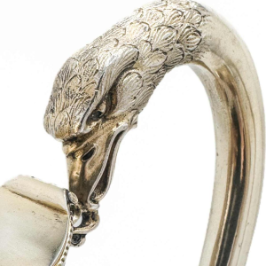 Pair Of Wine Carafes In Silver Vermeil And Cut Crystal