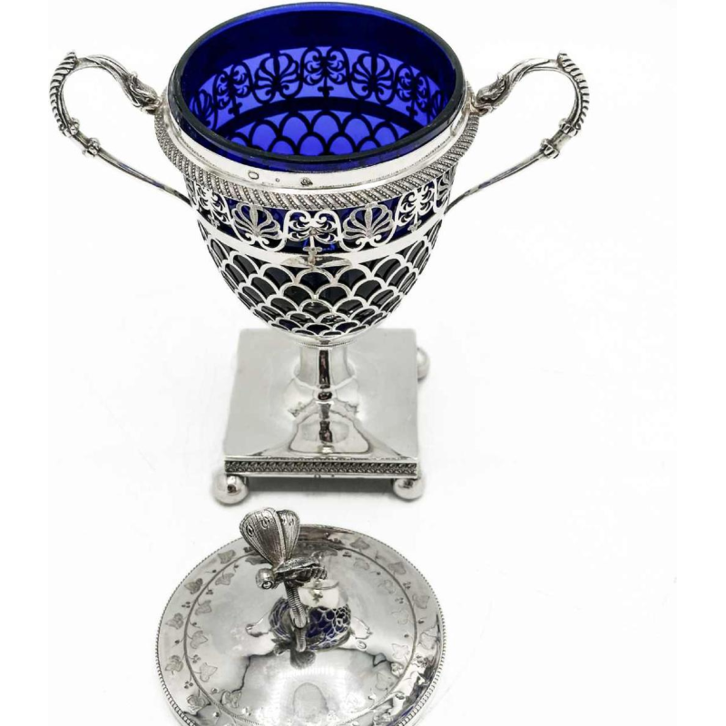 Empire period bezel 1809-1819 Sterling Silver (950/1000) and Blue Crystal.