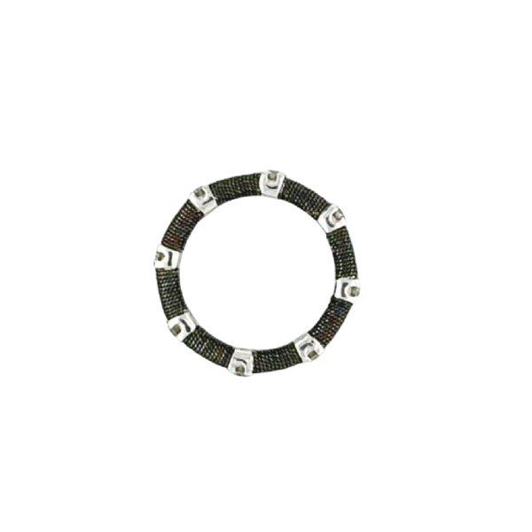 Gold wedding ring, black rodier & diamond