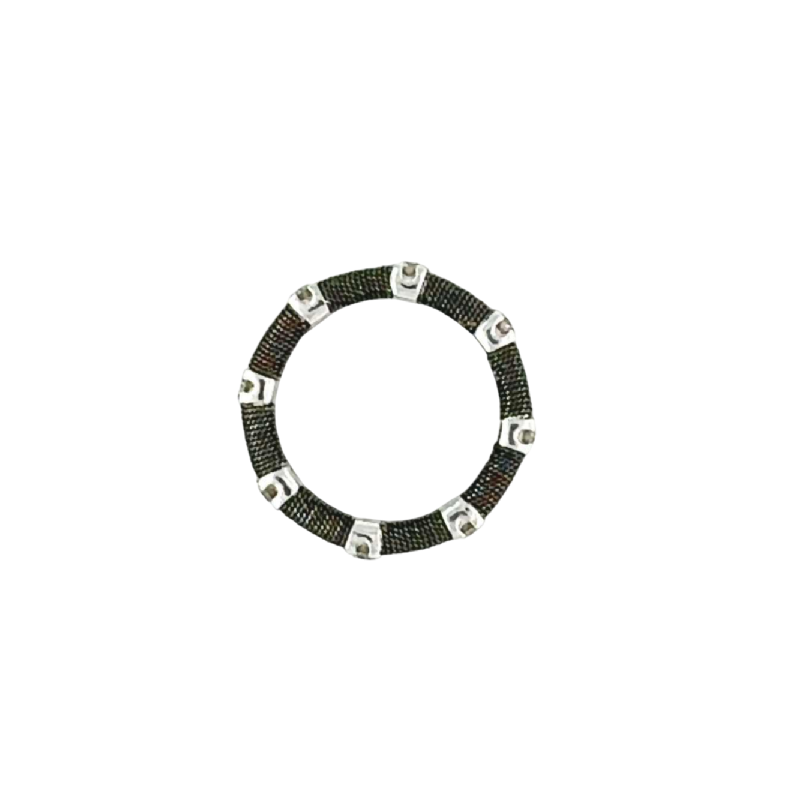 Gold wedding ring, black rodier & diamond