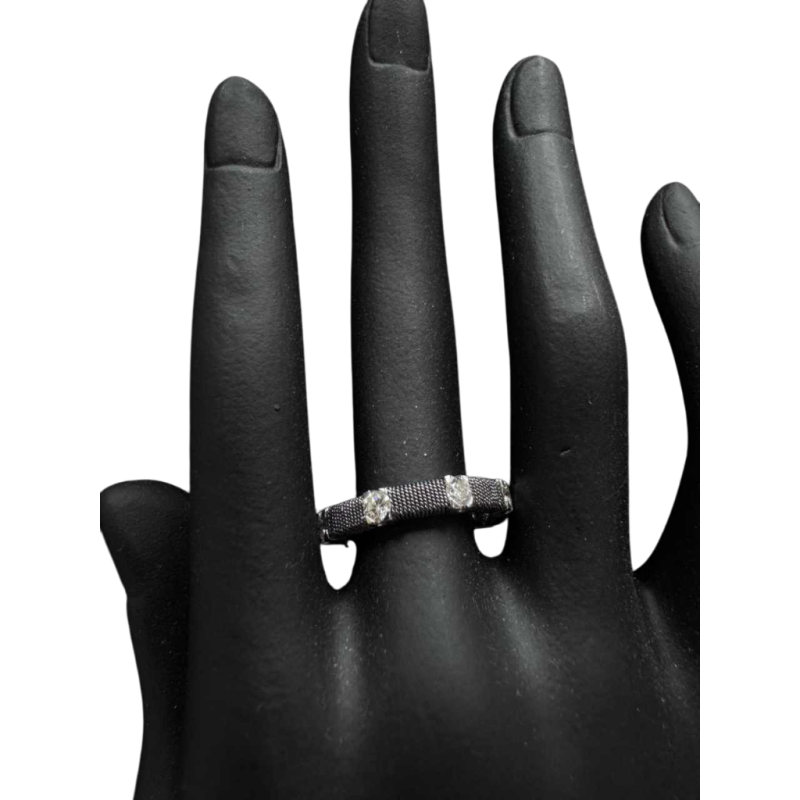Gold wedding ring, black rodier & diamond