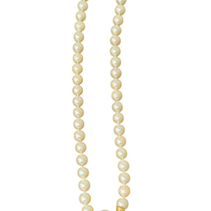 Natural pearl necklace in two-tone gold & diamonds