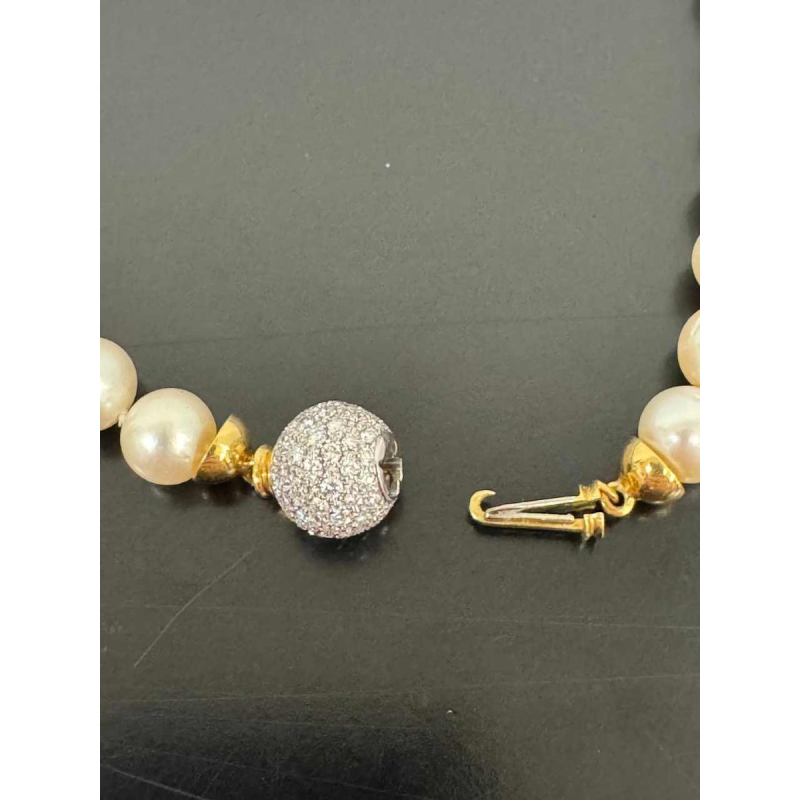 Parelketting in tweekleurig goud & diamant