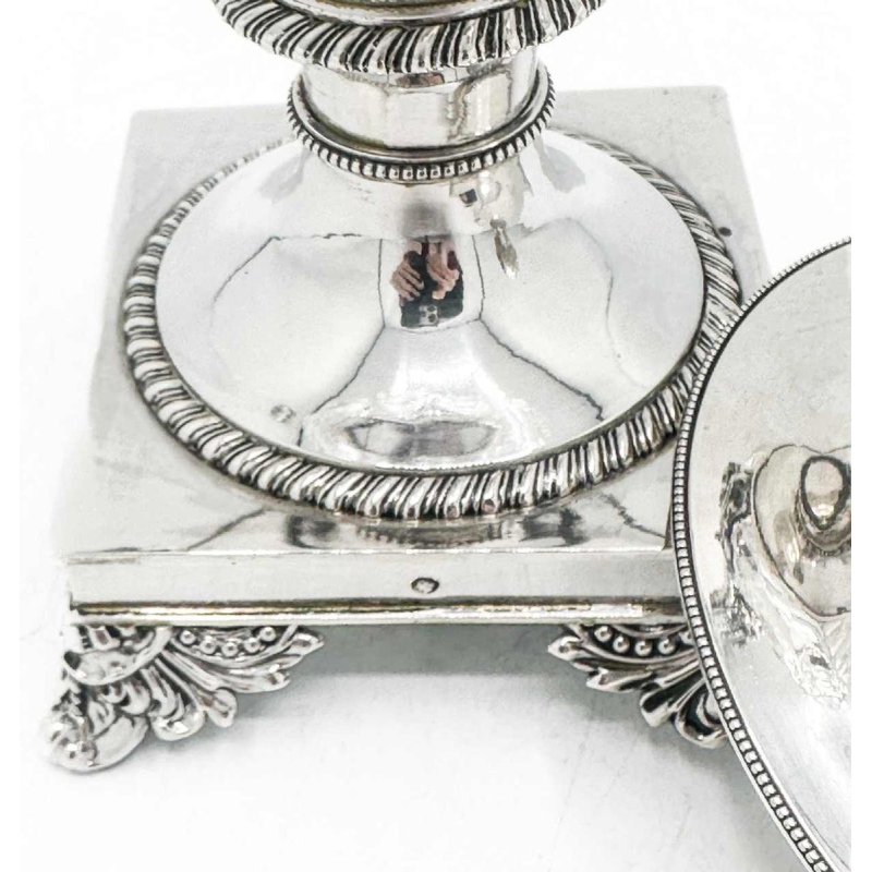 Drageoir in sterling zilver en kristal, periode 1819-1838