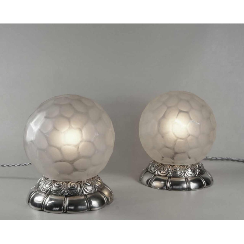 Genet et Michon : paire des lampes art déco. France 1930
