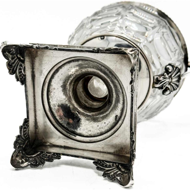 Drageoir In Sterling Silver And Crystal Period 1819-1838