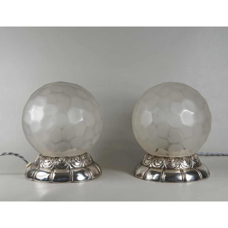 Genet & Michon : a pair of French art deco lamps.. 1930 France