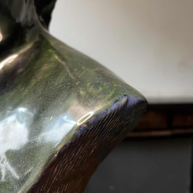 Louis Gustave Cambier & Roger Gue´rin, sculpture "Buste jeune enfant garc¸on" gre`s sale´ grand feu, Bouffioulx ca 1925