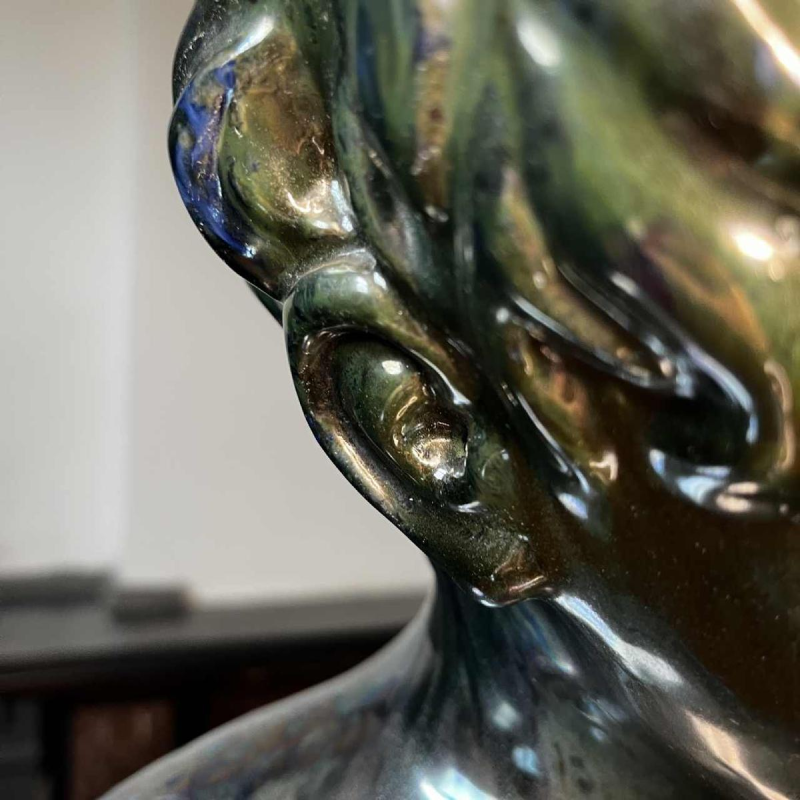 Louis Gustave Cambier & Roger Gue´rin, sculpture "Buste jeune enfant garc¸on" gre`s sale´ grand feu, Bouffioulx ca 1925