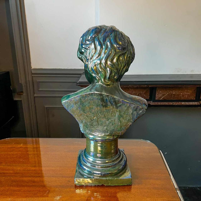 Louis Gustave Cambier & Roger Gue´rin, sculpture "Buste jeune enfant garc¸on" gre`s sale´ grand feu, Bouffioulx ca 1925