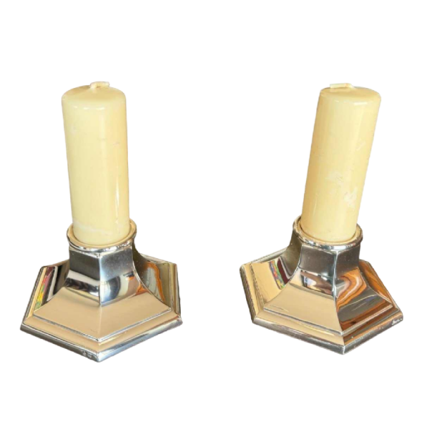 Cunill Orfebres, pair of solid silver candlesticks, 20th century