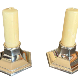 Cunill Orfebres, pair of solid silver candlesticks, 20th century