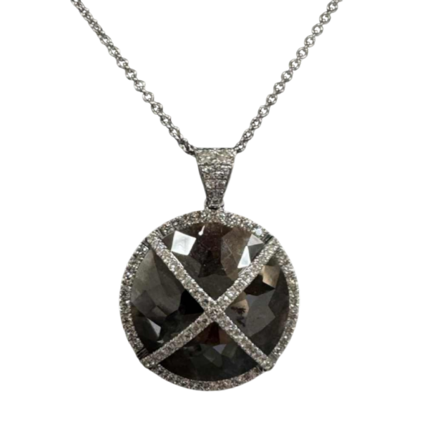 Gold, diamond & black diamond pendant