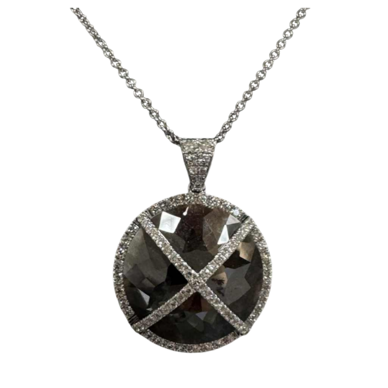 Pendentif en or, diamants & diamant noir