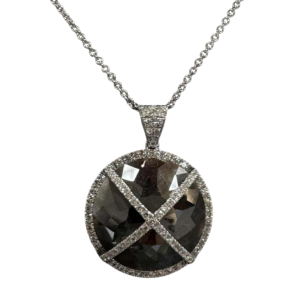 Gold, diamond & black diamond pendant