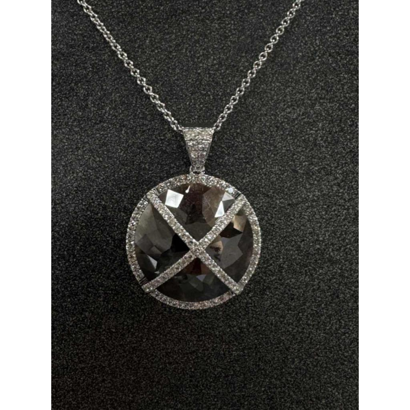 Pendentif en or, diamants & diamant noir