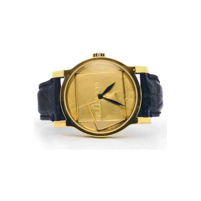 Gio Pomodoro, geelgouden horloge met leren band
