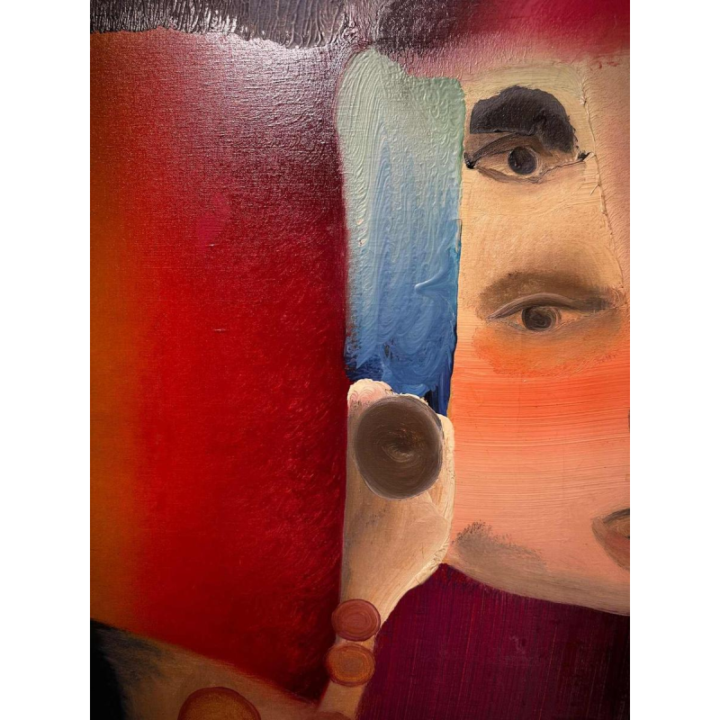 Atila Biro, abstract schilderij, olieverf op doek, 1969