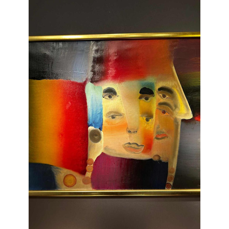 Atila Biro, abstract schilderij, olieverf op doek, 1969