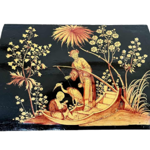 Wooden Spa box - Jolités de Spa - black lacquered Chinese décor, 18th century