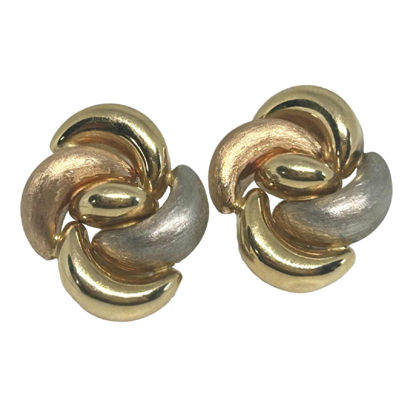 Paire de boucles d'oreilles à clips en or tricolore