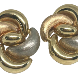 Paire de boucles d'oreilles à clips en or tricolore