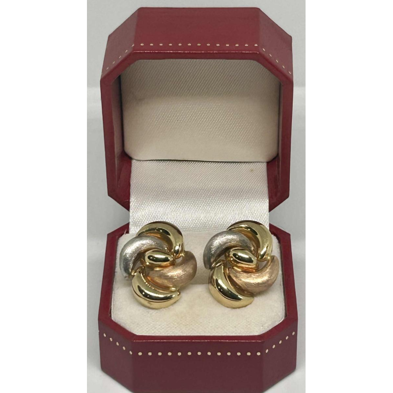 Paire de boucles d'oreilles à clips en or tricolore