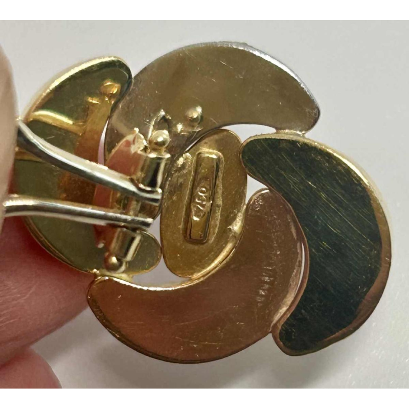 Paar clip oorbellen in driekleurig goud