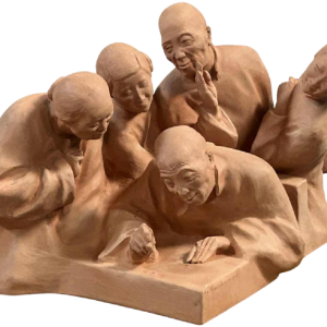G. Hauchecorne "Assemblée de chinois" sculpture en terre cuite, ca 1920