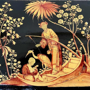 Wooden Spa box - Jolités de Spa - black lacquered Chinese décor, 18th century