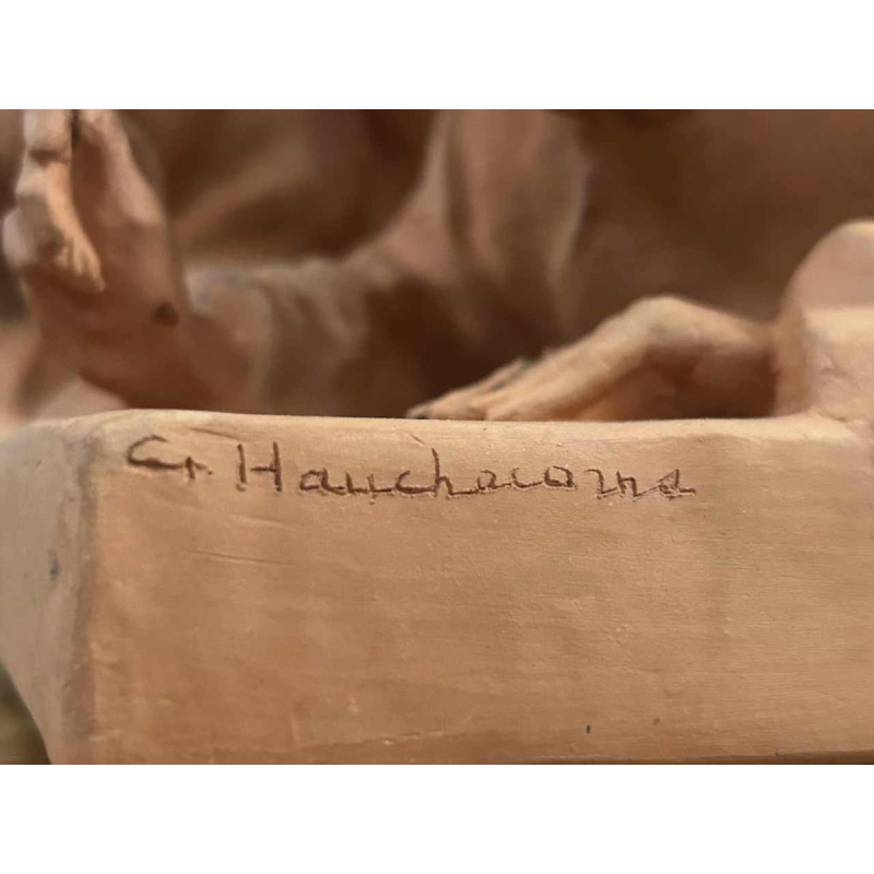 G. Hauchecorne "Assemblée de chinois" sculpture en terre cuite, ca 1920