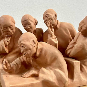 G. Hauchecorne "Assemblée de chinois" sculpture en terre cuite, ca 1920
