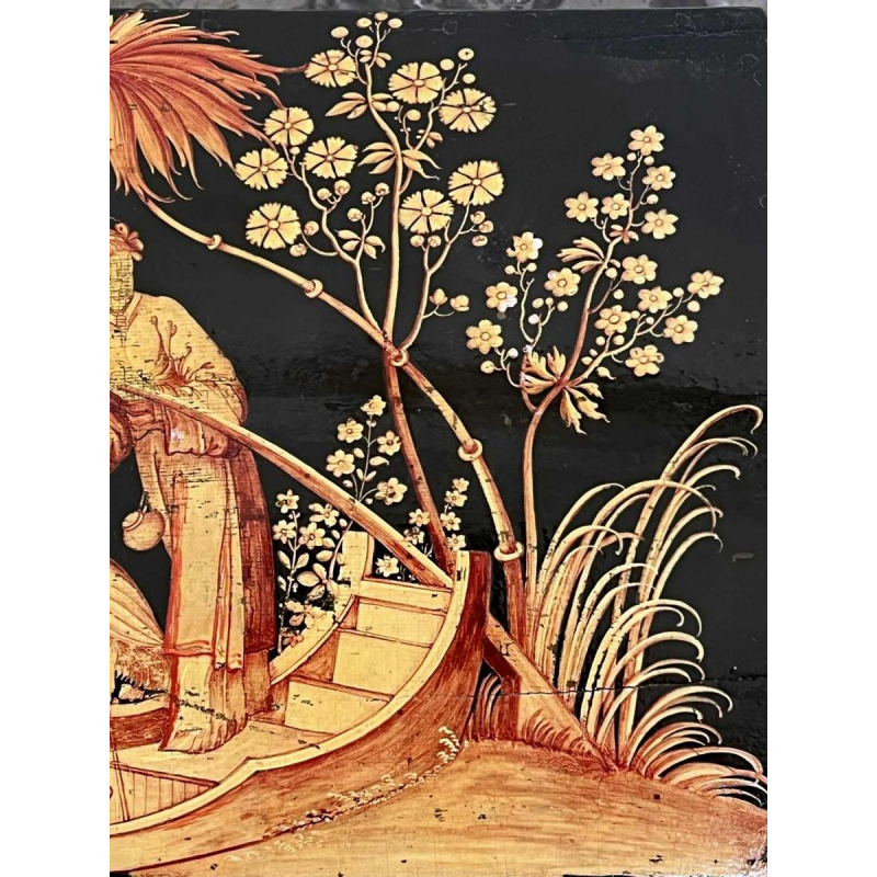 Coffret en Bois de Spa - Jolités de Spa - décor chinois laqué noir, XVIIIe siècle