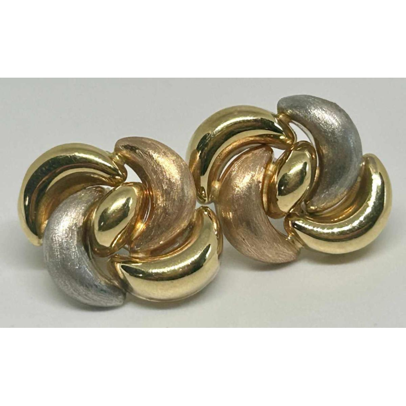 Paire de boucles d'oreilles à clips en or tricolore