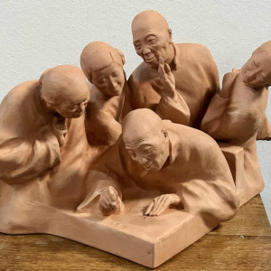 G. Hauchecorne "Assemblée de chinois" sculpture en terre cuite, ca 1920