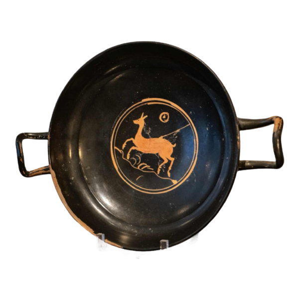 Black ceramic bowl with deer decoration, Magna Graecia Apulia, 4th c BC