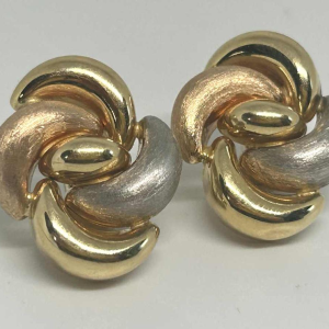 Paire de boucles d'oreilles à clips en or tricolore