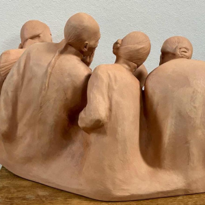 G. Hauchecorne "Assemblée de chinois" sculpture en terre cuite, ca 1920