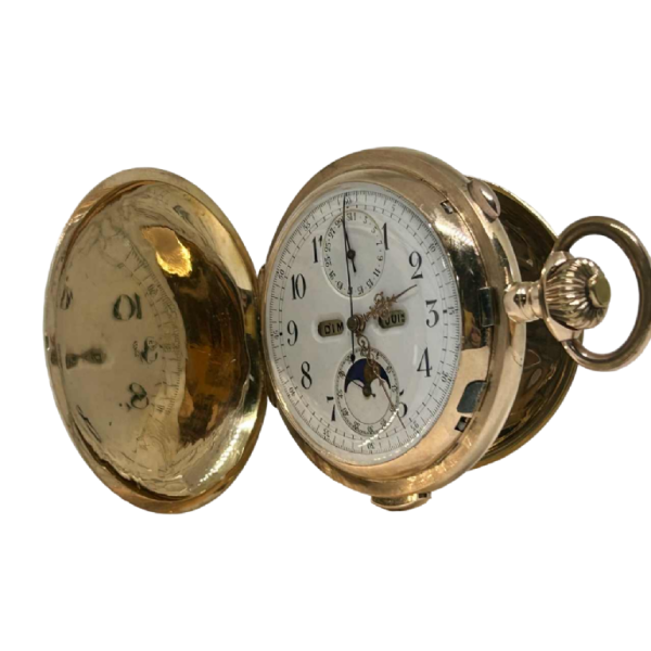 Le Phare, drievoudige datumchronograaf, maanfase en repeaters in 18k goud