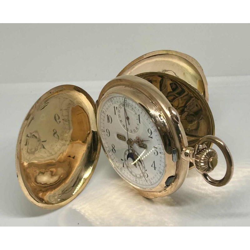 Le Phare, triple calendar chronograph, moon phase and repeater in 18k gold