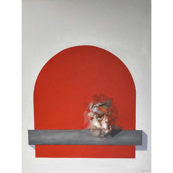 André SPRUMONT (1938-): "De spanning van rood" 1999 hst 80x70 cm