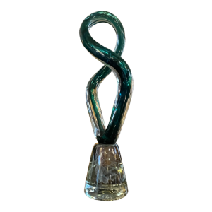 ROBERT PIERINI " Twist " Large Glas Sculptuur (70cm), Filigraan Voet, 1995