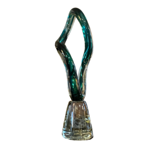 ROBERT PIERINI " Twist " Large Glass Sculpture (70cm), Filigree Base, 1995