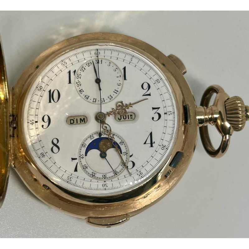 Le Phare, triple calendar chronograph, moon phase and repeater in 18k gold