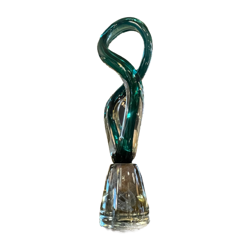 ROBERT PIERINI " Twist " Large Glas Sculptuur (70cm), Filigraan Voet, 1995